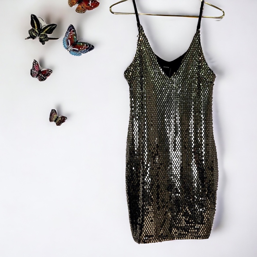 💎 2/$10 Metallic Gold Sparkly Sequin Mini Festive Dress Adjustable Tank Straps
